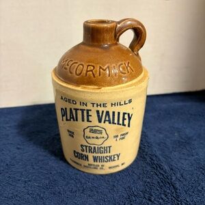 60s Platt Valley McCormick Corn Whiskey Pint Stoneware Jug Bar Rustic Decor Vase